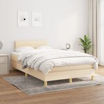 vidaXL Sommier à lattes de lit avec matelas Crème 120x200 cm Tissu
