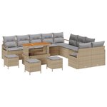 Ensemble de canapé de jardin 14 pièces avec coussins beige en poly rotin vidaXL