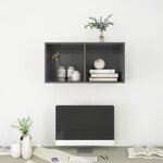 vidaXL Meuble TV mural Gris brillant 37x37x72 cm Bois d’ingénierie