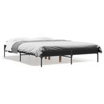 vidaXL Cadre de lit noir 135x190 cm bois d'ingénierie et métal