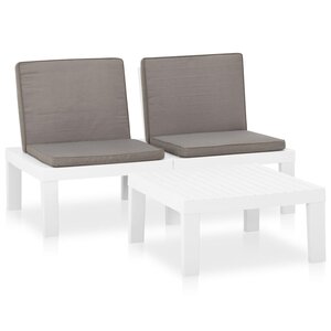 vidaXL Salon de jardin 2 Pièces avec coussins Plastique Blanc