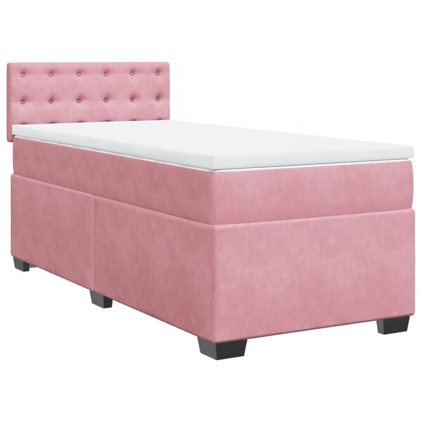 vidaXL Sommier à lattes de lit avec matelas Rose 90x190 cm Velours