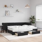 vidaXL Lit de jour avec gigogne et tiroirs noir 90x200 cm velours