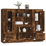vidaXL Buffets 3 Pièces chêne fumé bois d'ingénierie