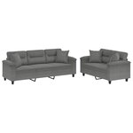 vidaXL Ensemble de canapés 2 Pièces coussins Gris foncé Tissu microfibre