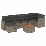 vidaXL Salon de jardin 8 Pièces avec coussins gris résine tressée