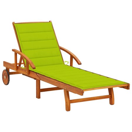 vidaXL Chaise longue de jardin avec coussin Bois d'acacia solide