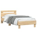 vidaXL Cadre de lit tête de lit et lumières LED chêne sonoma 90x190 cm