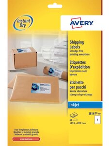 J8167-40 - 40 étiquettes d'expédition blanches adhésives personnalisables. 99,6x289,1mm... Avery