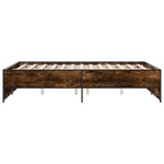 vidaXL Cadre de lit chêne fumé 135x190 cm bois d'ingénierie et métal