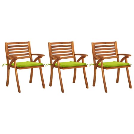 vidaXL Chaises à dîner de jardin avec coussins 3 Pièces Acacia massif