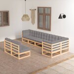 vidaXL Salon de jardin 8 Pièces avec coussins Bois de pin massif
