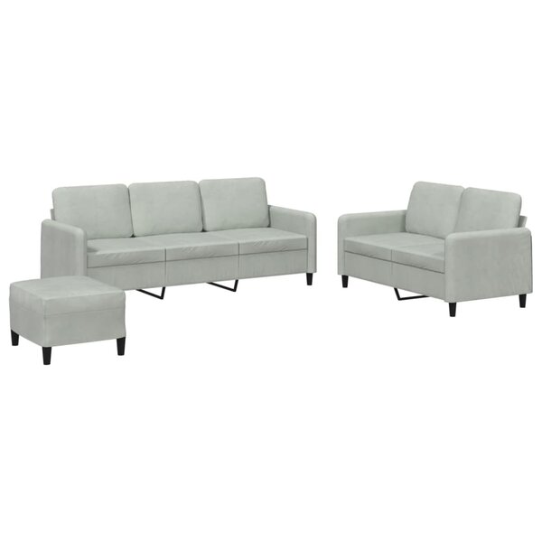 vidaXL Ensemble de canapés 3 Pièces gris clair velours
