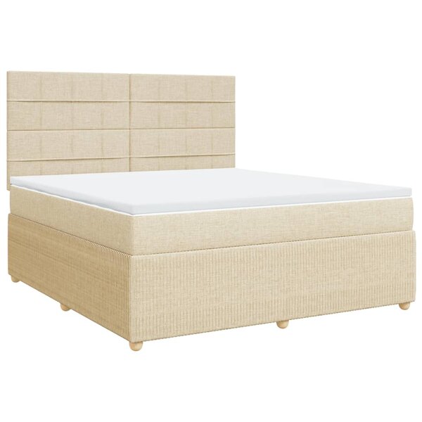 vidaXL Sommier à lattes de lit avec matelas Crème 180x200 cm Tissu