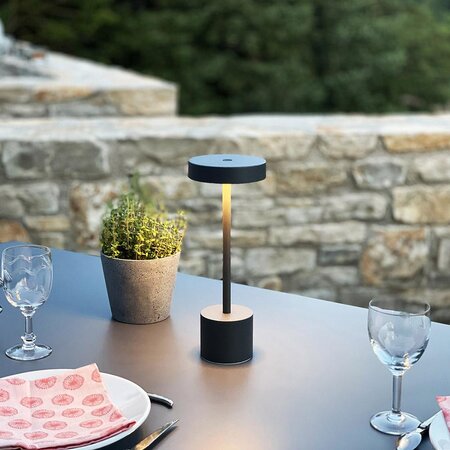 Lampe de table sans fil LED Aluminium Noir H30CM