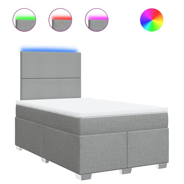vidaXL Sommier à lattes de lit avec matelas Gris clair 120x200cm Tissu