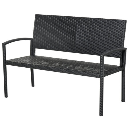 Banc de jardin 2 places style cosy chic résine tressée 4 fils imitation rotin noir