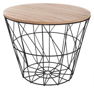 Table de café Kumi en métal - D, 38 x H, 30,5 cm - Noir