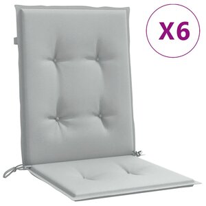 vidaXL Coussins de chaise à dossier bas lot de 6 gris clair mélangé