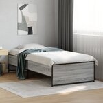 vidaXL Cadre de lit sans matelas sonoma gris 90x190 cm