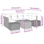 vidaXL Ensemble de Canapés de Jardin de 7 Pièces avec Coussins Noir Poly Rottin Acacia