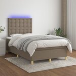 vidaXL Sommier à lattes de lit et matelas et LED Taupe 120x200cm Tissu