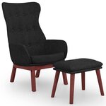 vidaXL Chaise de relaxation avec repose-pied Noir Tissu