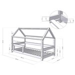 Lit cabane avec étagère 90 x 180 gris
