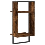 vidaXL Étagère murale avec barre chêne fumé 30x25x65 cm