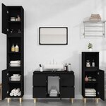 vidaXL Ensemble de meubles salle de bain 3 Pièces noir bois d'ingénierie