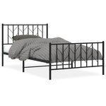 vidaXL Cadre de lit métal avec tête de lit/pied de lit noir 107x203 cm