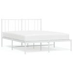 vidaXL Cadre de lit métal avec tête de lit blanc 160x200 cm