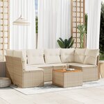 vidaXL Salon de jardin avec coussins 7 Pièces beige résine tressée