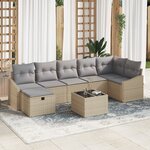 vidaXL Ensemble de canapé de jardin 8 pièces avec coussins Beige Poly Rattan