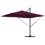 vidaXL Parasol déporté Roma de avec LED Rouge Bordeaux 352x251x265 cm Aluminium