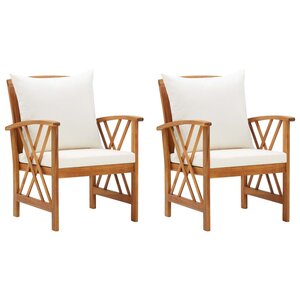 vidaXL Chaises de jardin avec coussins lot de 2 Bois d'acacia massif