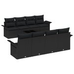 vidaXL Ensemble de canapé de jardin 9 pièces avec coussins noirs en poly rotin