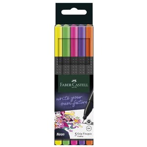 Feutre pointe fine grip finepen fluo  étui de 5 faber-castell