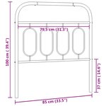 vidaXL Tête de lit métal noir 80 cm