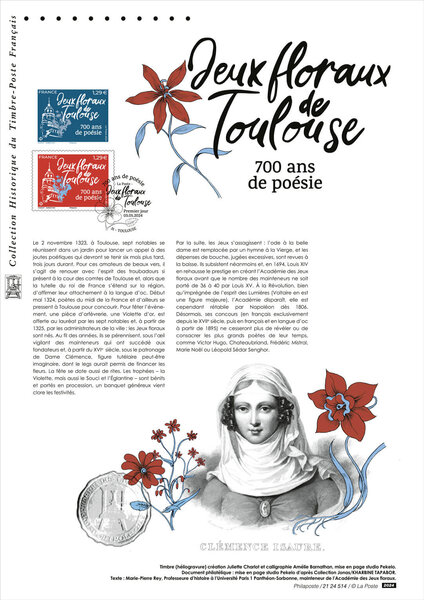 Document philatélique - 700 ans de poésie - Jeux Floraux de Toulouse