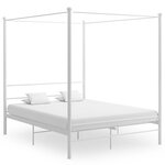 vidaXL Cadre de lit à baldaquin Blanc 160x200 cm Métal