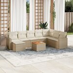 vidaXL Salon de jardin avec coussins 9 Pièces beige résine tressée