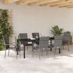 vidaXL Ensemble de Salle à Manger de Jardin de 7 Pièces Gris Poly Rattan