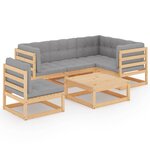 vidaXL Salon de jardin 6 Pièces avec coussins Bois de pin massif