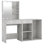 vidaXL Coiffeuse à LED avec armoire Gris béton Bois d'ingénierie