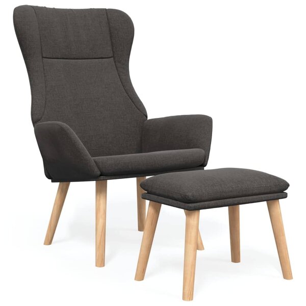 vidaXL Chaise de relaxation avec repose-pied Gris foncé Tissu