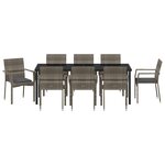 vidaXL Ensemble de jardin de 9 pièces avec coussins gris en poly rattan