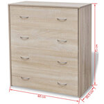 vidaXL Buffet avec 4 tiroirs 60 x 30 5 x 71 cm Couleur de chêne