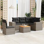 vidaXL Salon de jardin 6 Pièces avec coussins gris résine tressée
