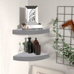 vidaXL Étagères d'angle murales 2 Pièces Gris béton 35x35x3 8 cm MDF